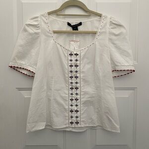 White Embroidered Women's Top